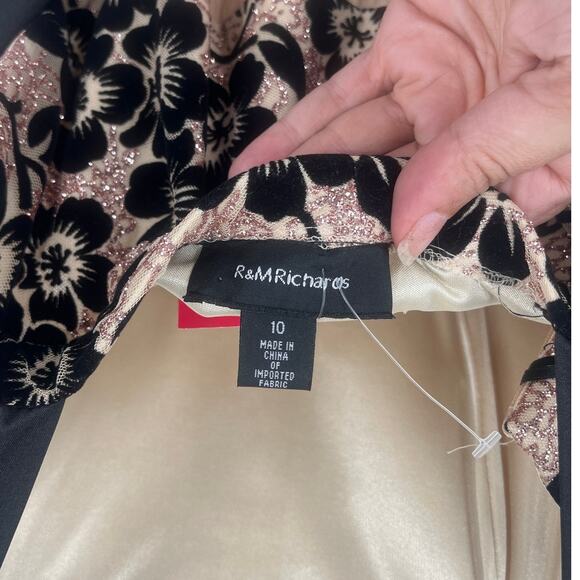 R&M Richards Y2K Velvet Mesh Dress 10 Coquette Fairy Floral Whimsigoth Glitter - Picture 9 of 11